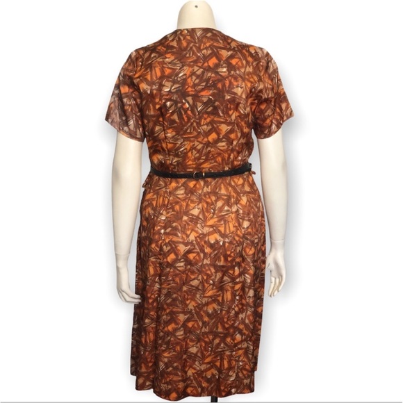 Vintage 50s Bespoke Autumn Jewel Shirtwaist Tea Dress - Picture 6 of 16